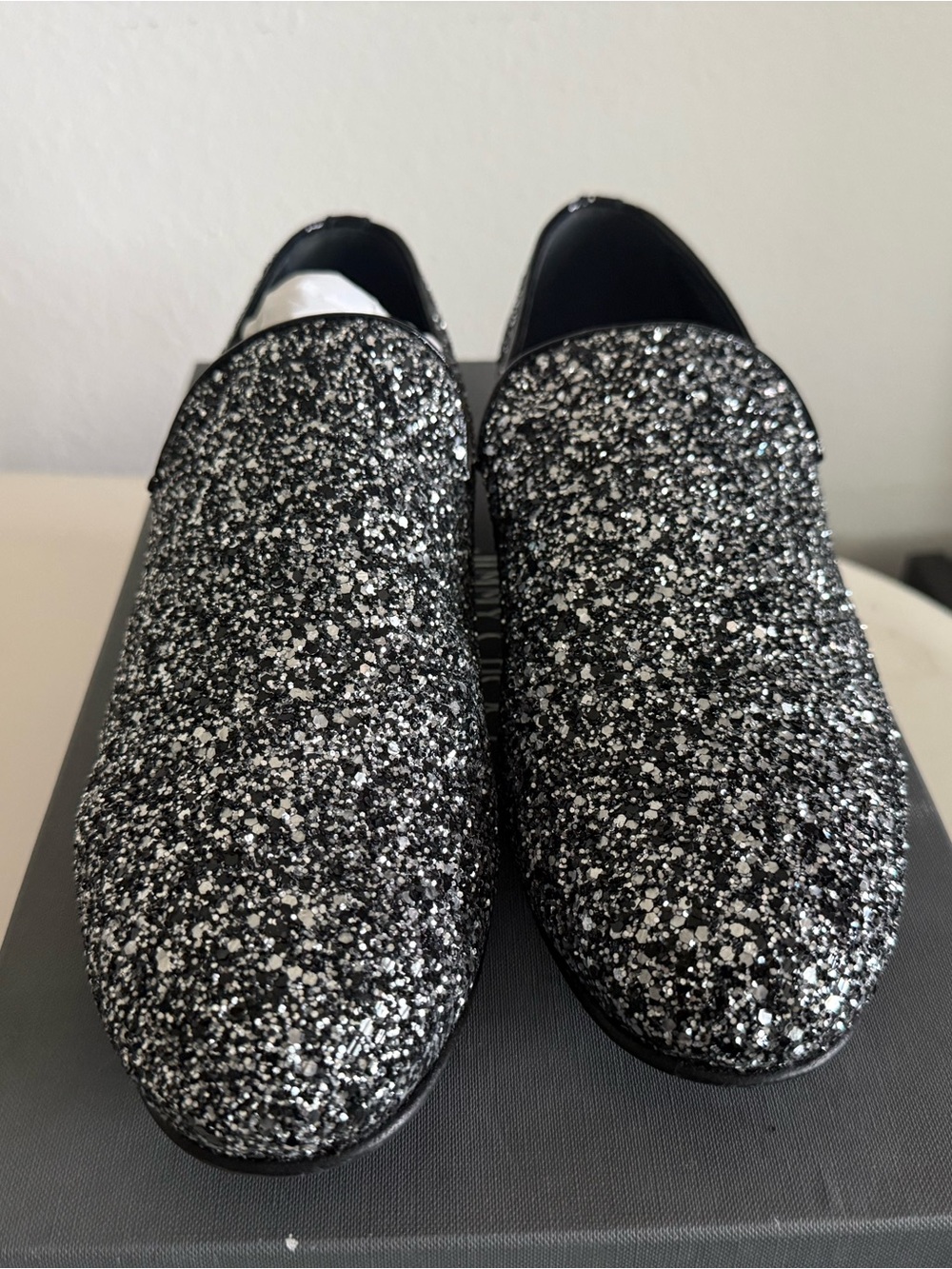 Jimmy Choo Men's Sloane Coarse Glitter Fabric Loafers 42.5 US 9.5